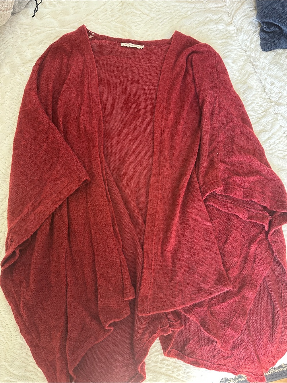 Newbury Kustom Red Draped Open-Front Poncho Cardigan